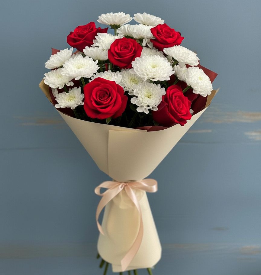 Букет цветов из: Розы и Хризантемы в Верхошижемье