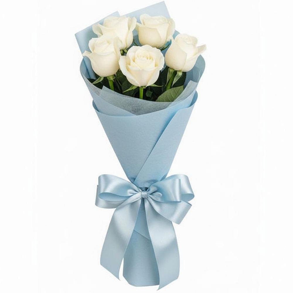 Букет 5 Белых роз Проуд в Верхошижемье