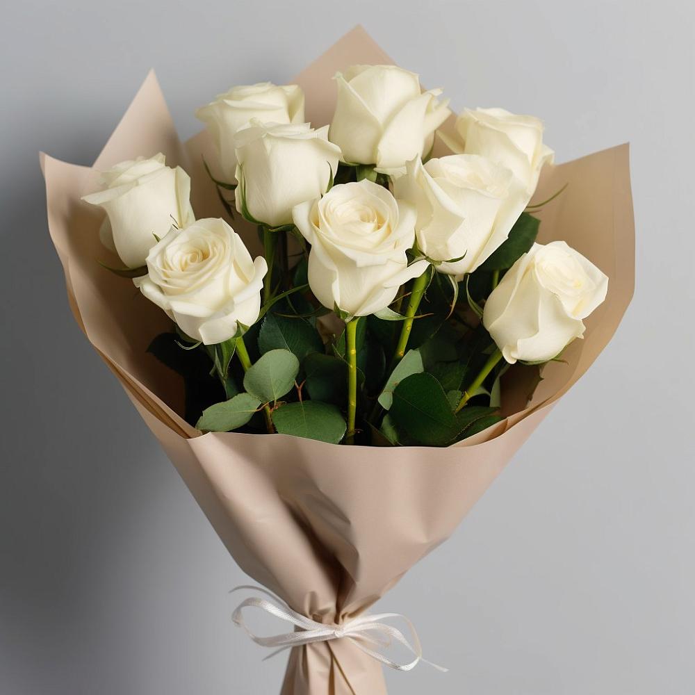 Букет 9 Белых роз Эдлесс Лав в Верхошижемье