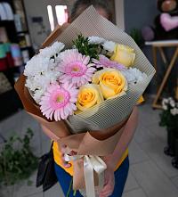 Букет цветов из:  Герберы, Розы и Хризантемы в Верхошижемье