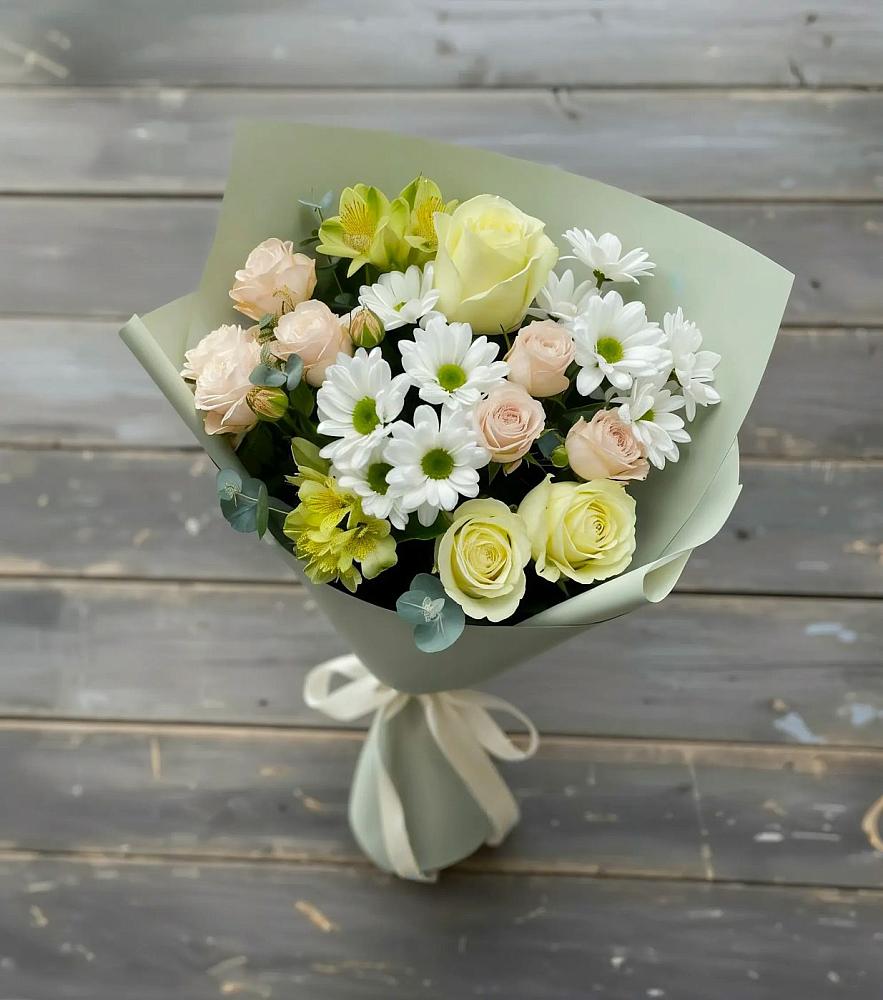 Букет цветов из: Альстромерии, Розы и Хризантемы в Верхошижемье