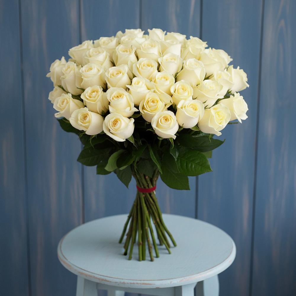 Букет 51 Белая роза Эдлесс Лав в Верхошижемье