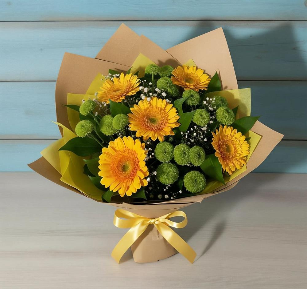 Букет цветов из: Герберы и Хризантемы в Верхошижемье