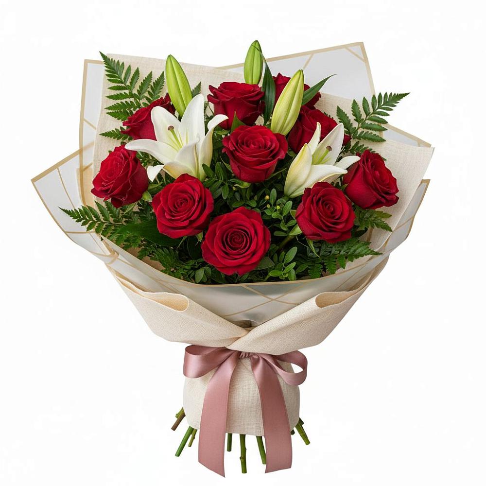 Букет цветов из: Лилии и Розы в Верхошижемье