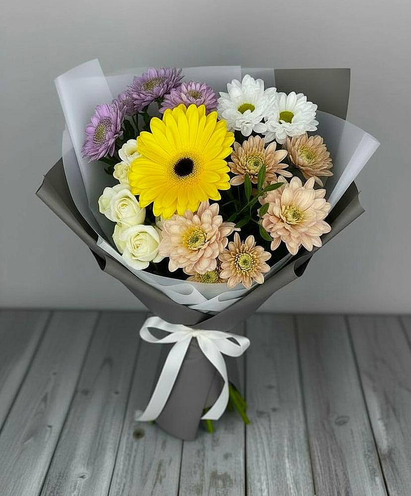 Букет цветов из: Розы, Герберы и Хризантемы в Верхошижемье