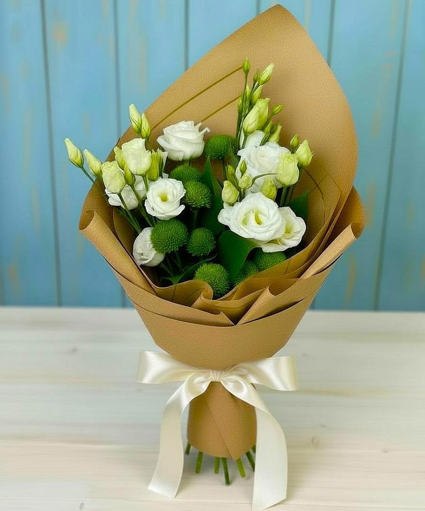 Букет цветов из: Хризантемы и Лизиантусы в Верхошижемье