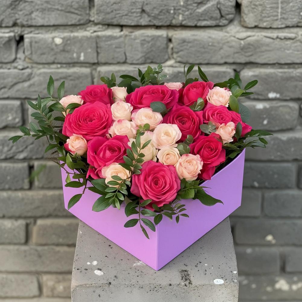 Цветочная композиция из Розы в коробке в Верхошижемье