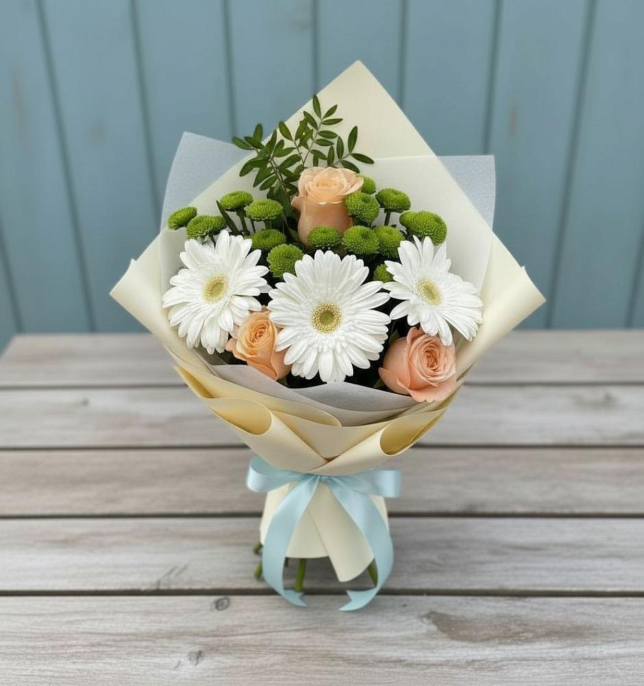 Букет цветов из: Герберы, Розы и Хризантемы в Верхошижемье