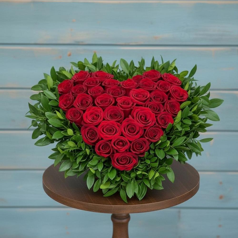 Цветочная композиция из Розы в виде сердца в Верхошижемье