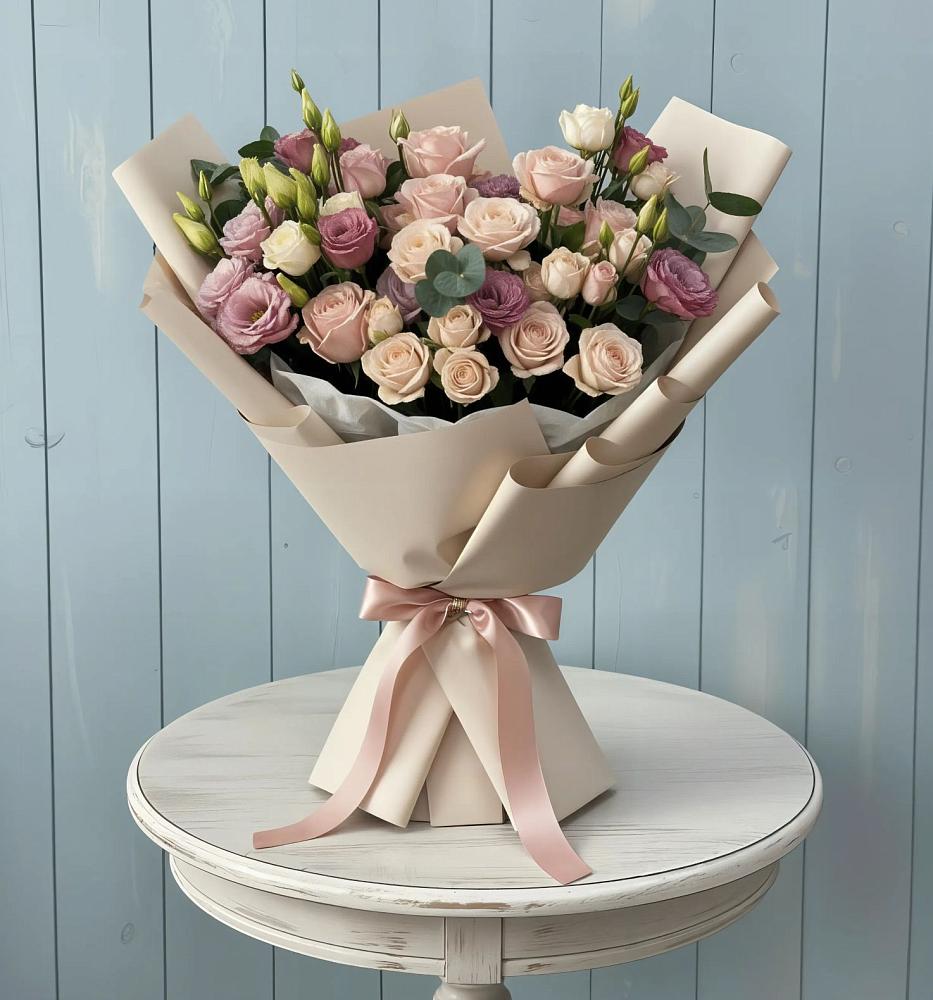 Букет цветов из: Розы и Лизиантусы в Верхошижемье