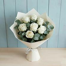 Букет Белые розы в Эвкалипте в Верхошижемье