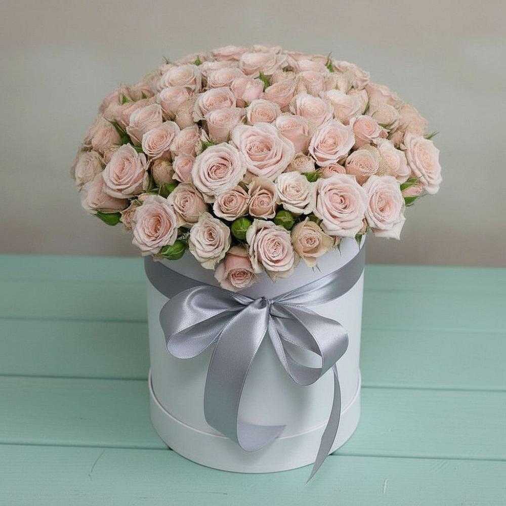 Цветочная композиция из Розы в шляпной коробке в Верхошижемье